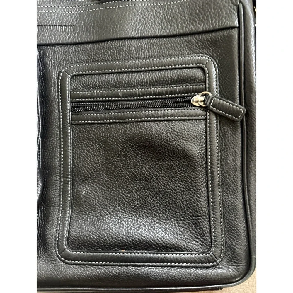 Johnston & Murphy Black Leather‎ Flapped Briefcase Messenger Bag